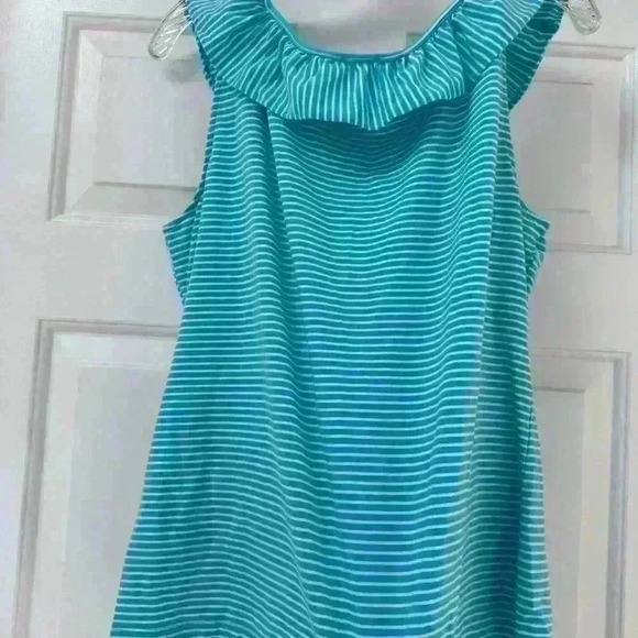 TALBOTS RUFFLE SQUARE‎ NECK SHELL - AMALFI STRIPE SIZE XL - Picture 8 of 8